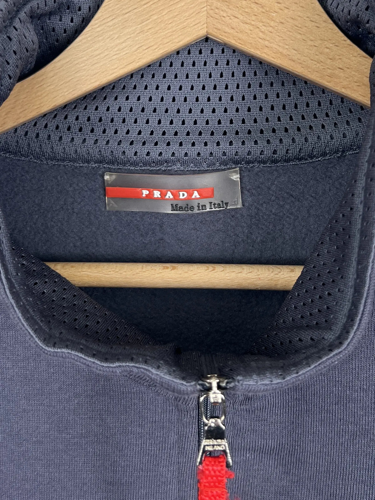 Prada Nylon Fleece Quarter Zip Sweater