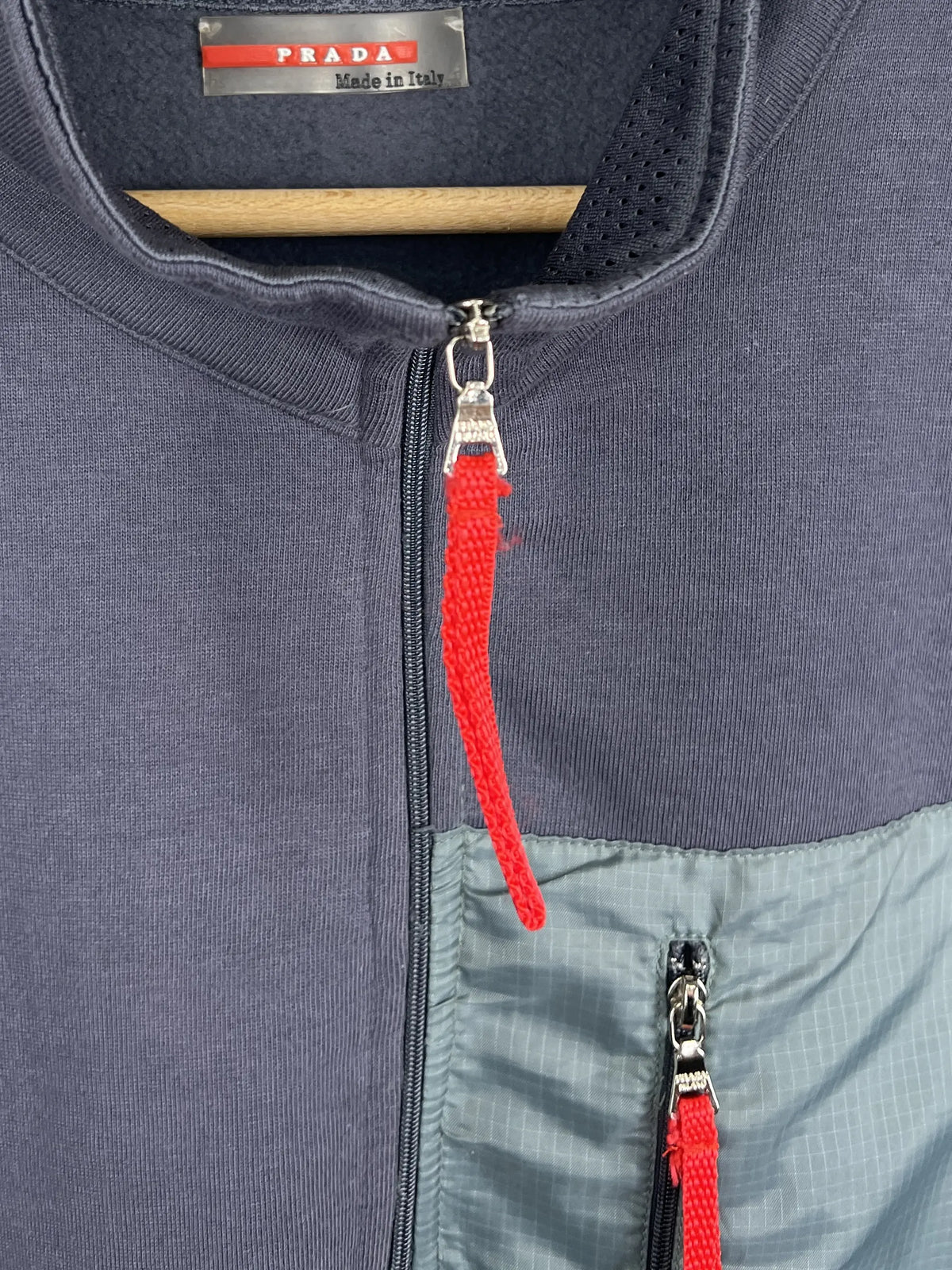 Prada Nylon Fleece Quarter Zip Sweater