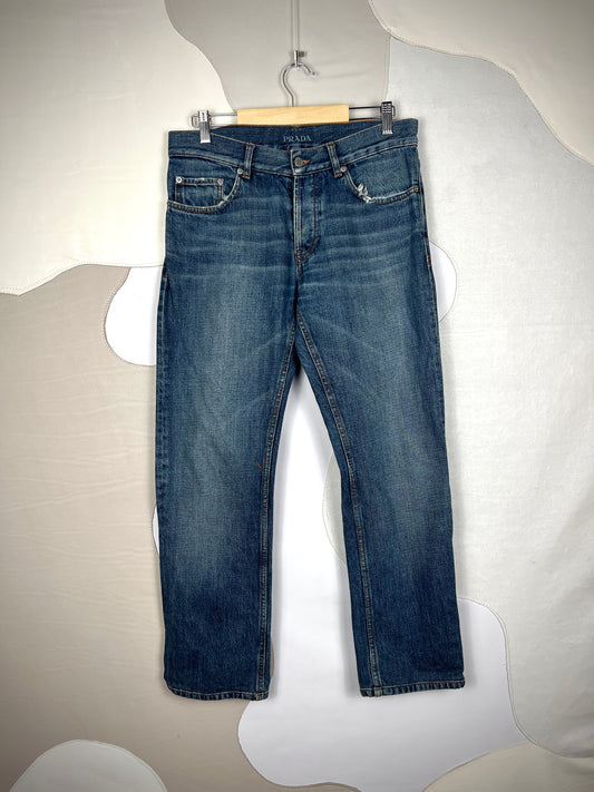 Prada Washed Logo Jeans