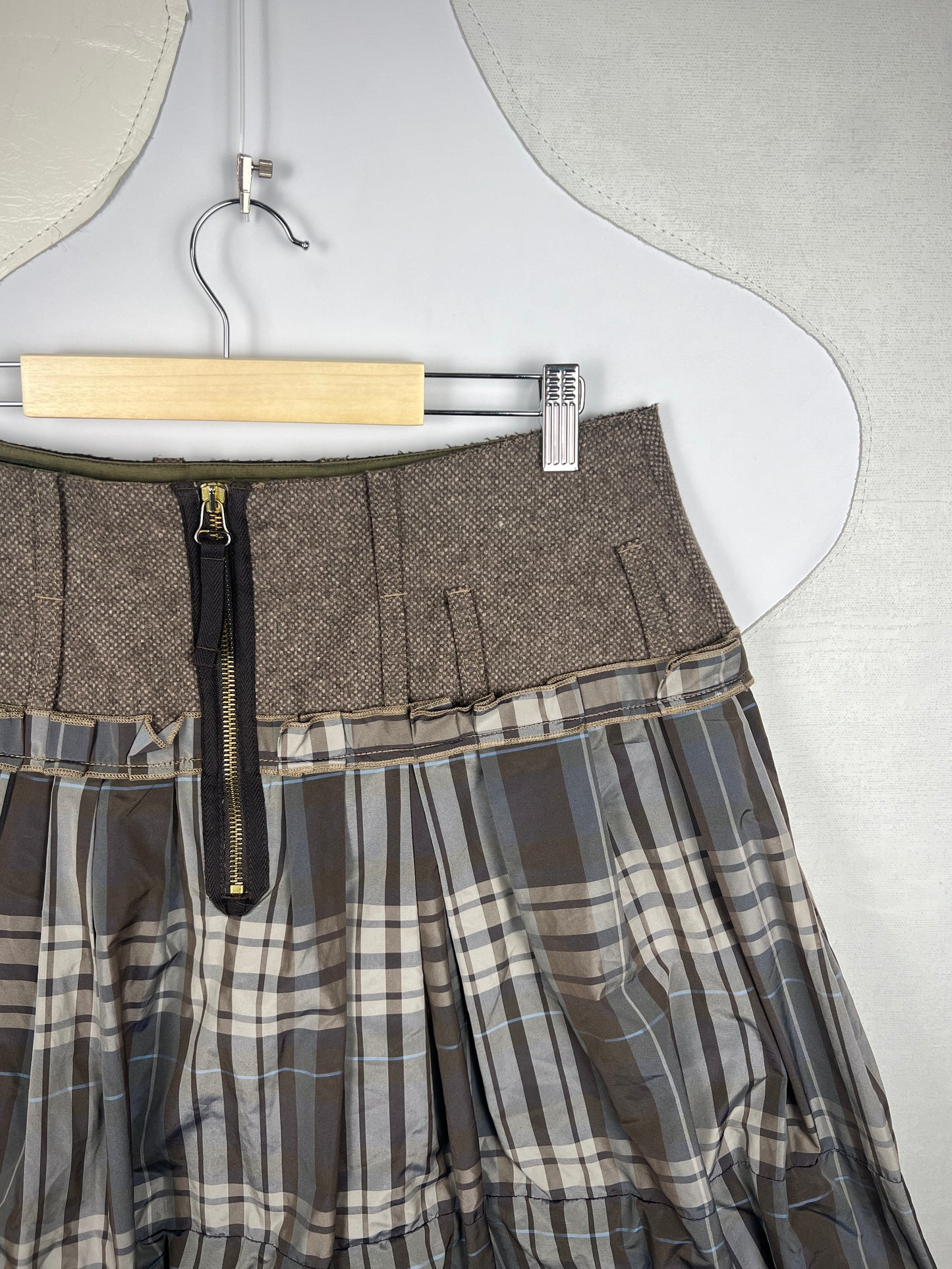 Marithé + François Girbaud Flannel Zip Skirt